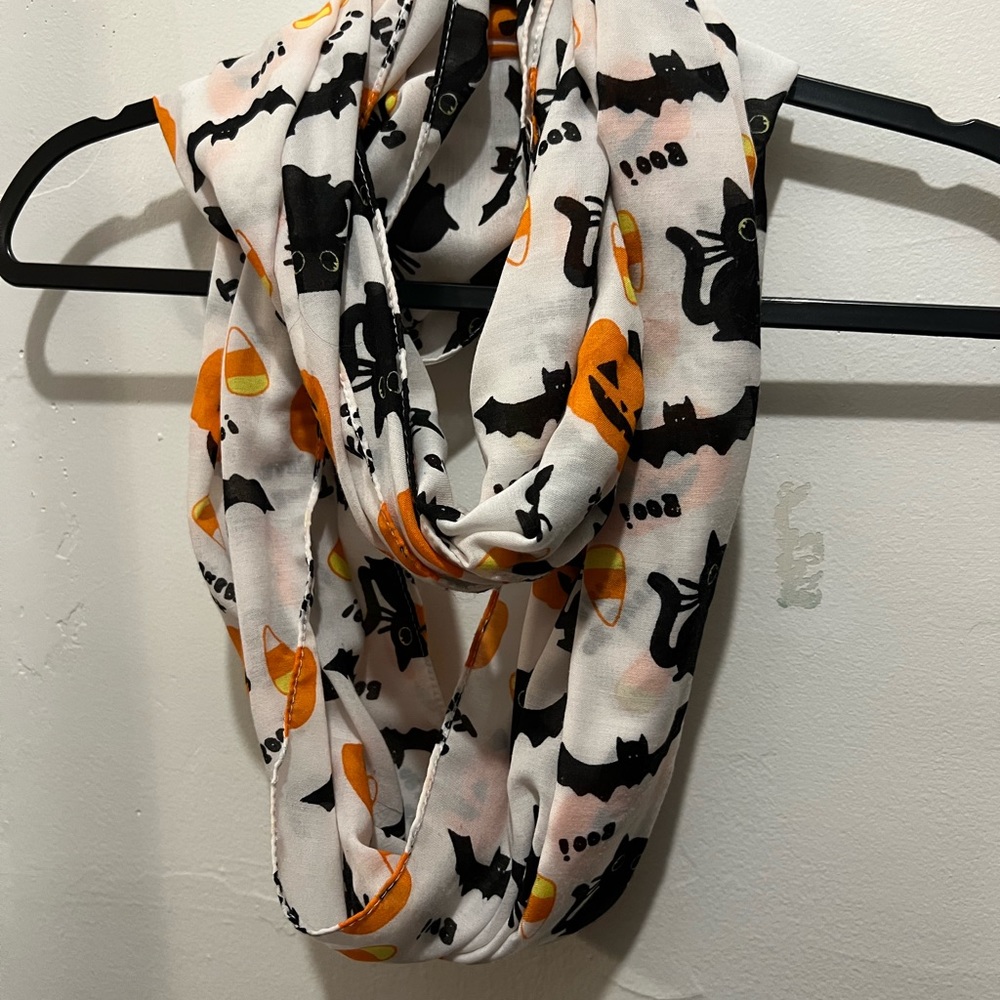 Halloween Women’s Infinity Wrap Cowl Scarves Trio Bundle Sugar Skull Pumpkin Bat - Picture 11 of 12